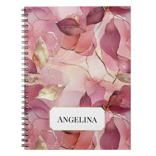 Blush roze gouden bladeren notitieboek (Voorkant)