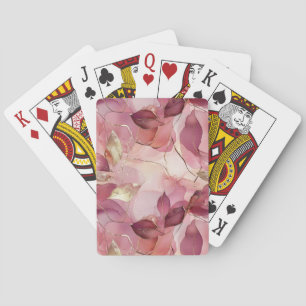 Blush roze gouden bladeren pokerkaarten