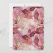 Blush roze gouden bladeren romantische bruiloft kaart (Achterkant)