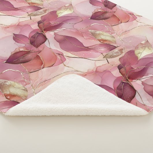 Blush roze gouden bladeren sherpa deken (3/4)