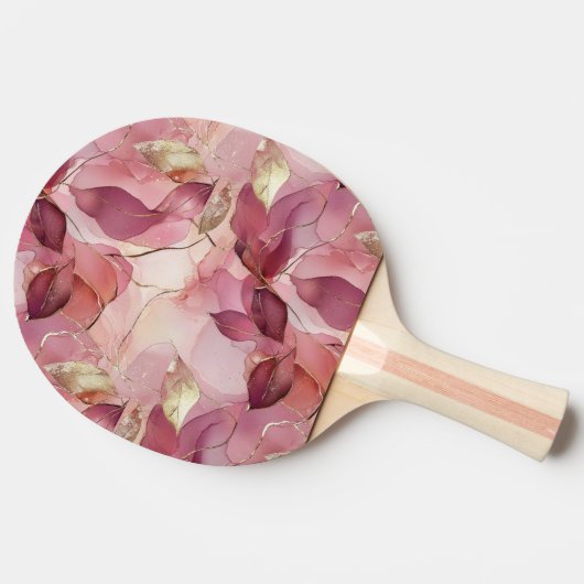 Blush roze gouden bladeren tafeltennisbatje (Zijkant)