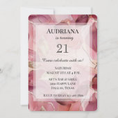 Blush roze gouden bladeren Verjaardag Kaart (Voorkant)