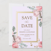 Blush roze gouden bloem elegante bruiloft save the date (Voorkant)