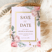 Blush roze gouden bloem elegante bruiloft save the date