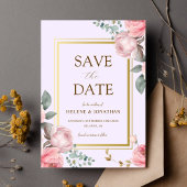 Blush roze gouden bloem elegante bruiloft save the date