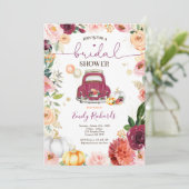 Blush Roze Gouden Bloemen Herfst Pompoen Vrijgezel Kaart (Staand voorkant)