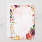 Blush Roze Gouden Bloemen Herfst Pompoen Vrijgezel Kaart (Achterkant)