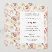 Blush Roze Gouden Bloemen Verjaardag Kaart (Voorkant / Achterkant)