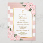 Blush roze gouden bloemendoop kaart (Voorkant / Achterkant)