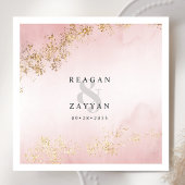 Blush Roze & Gouden Bruiloft Servet