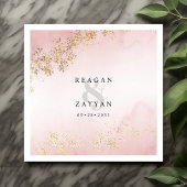 Blush Roze & Gouden Bruiloft Servet