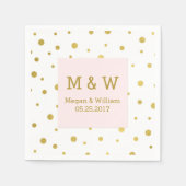 Blush roze gouden Confetti bruiloft monogram Servetten (Voorkant)