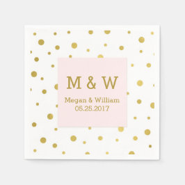 Blush roze gouden Confetti bruiloft monogram Servetten