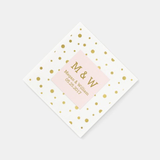 Blush roze gouden Confetti bruiloft monogram Servetten (Hoek)