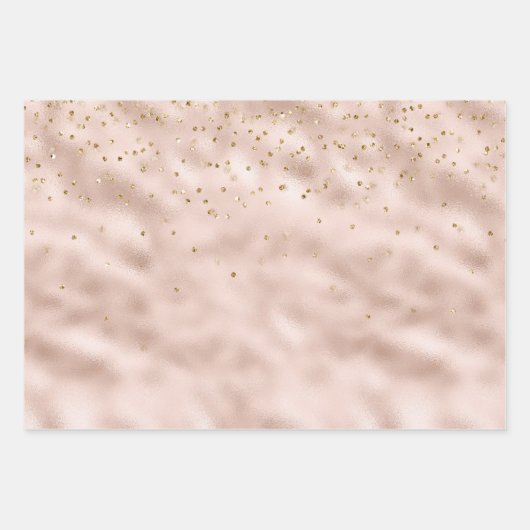 Blush Roze Gouden Confetti Inpakpapier Vel (Voorkant 2)
