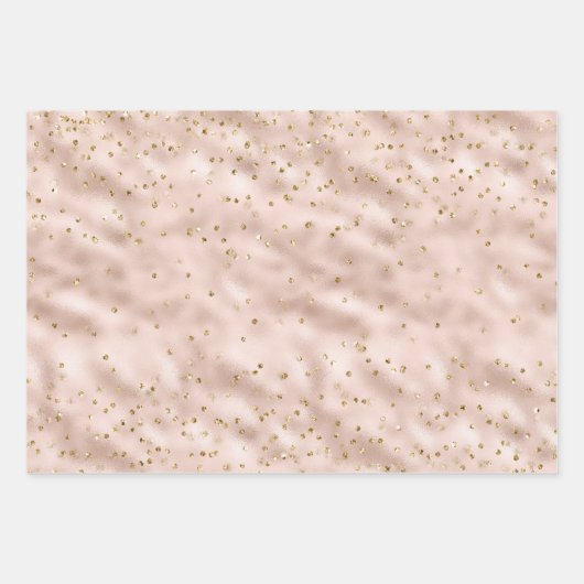 Blush Roze Gouden Confetti Inpakpapier Vel (Voorkant)