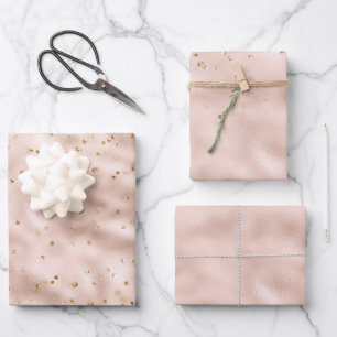 Blush Roze Gouden Confetti Inpakpapier Vel