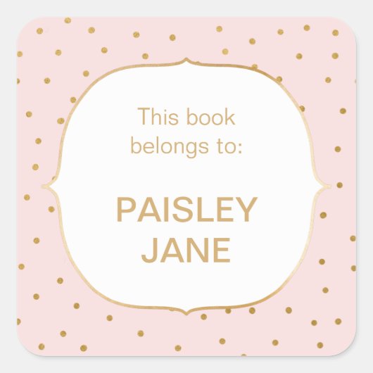 Blush Roze gouden confetti KLEINE baby meisje book Vierkante Sticker (Voorkant)