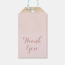 Blush Roze & Gouden Confetti Moderne Glamour Favor Cadeaulabel