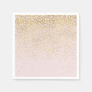 Blush Roze & Gouden Confetti Moderne Verlovingsfee Servetten