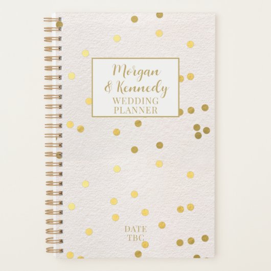 Blush roze gouden Confetti paar bruiloft planner (Voorkant)