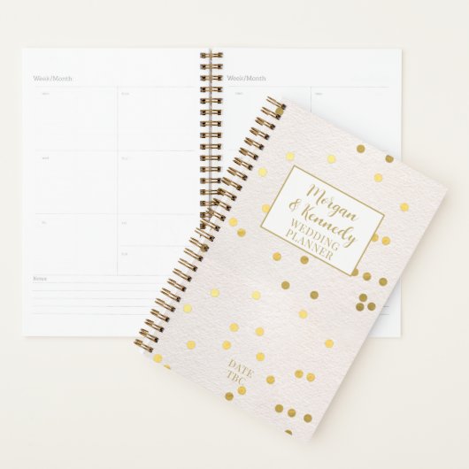 Blush roze gouden Confetti paar bruiloft planner (Display)
