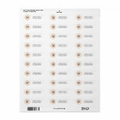 Blush Roze Gouden Folie Monogram Retouradres Etiket (Full Sheet)