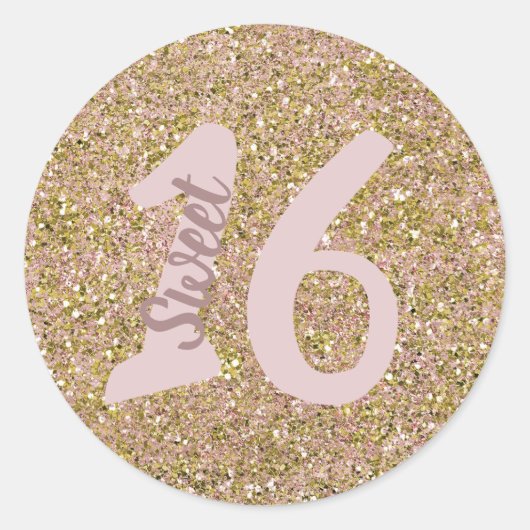 Blush Roze & Gouden Glam Glitter Party Favor Ronde Sticker (Voorkant)