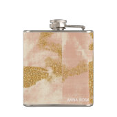 *~* Blush roze gouden glitter distressed golden Heupfles (Achterkant)