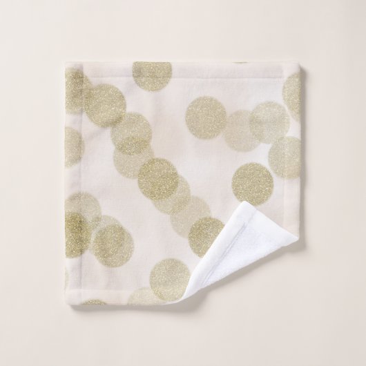 Blush Roze & Gouden Glitter Polka Dots Chic Modern Bad Handdoek (Wasdoekje)