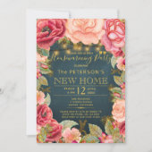 Blush roze gouden gouden lampen huispartij kaart (Voorkant)