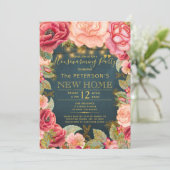 Blush roze gouden gouden lampen huispartij kaart (Staand voorkant)