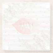 Blush roze gouden harten XOXO glitter lippen Glazen Onderzetter (Achterkant)