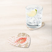 Blush roze gouden harten XOXO glitter lippen Kartonnen Onderzetters (Insitu)