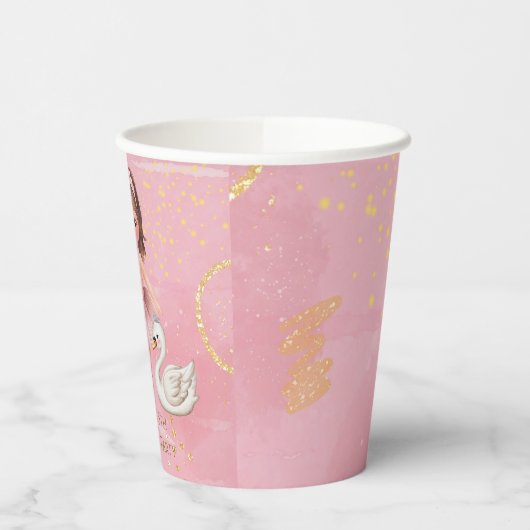 Blush Roze Gouden Inkt Ballerina 00e Verjaardagsfe Papieren Bekers (Links)