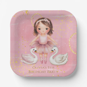 Blush Roze Gouden Inkt Ballerina 00e Verjaardagsfe Papieren Bordje