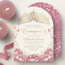 Blush Roze Gouden Koninklijke Prinses Quinceanera