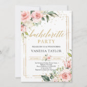 Blush roze gouden lijst boho vrijgezellenfeest kaart (Voorkant)