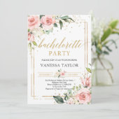 Blush roze gouden lijst boho vrijgezellenfeest kaart (Staand voorkant)