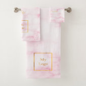 Blush roze gouden logo sms business bad handdoek (Insitu)