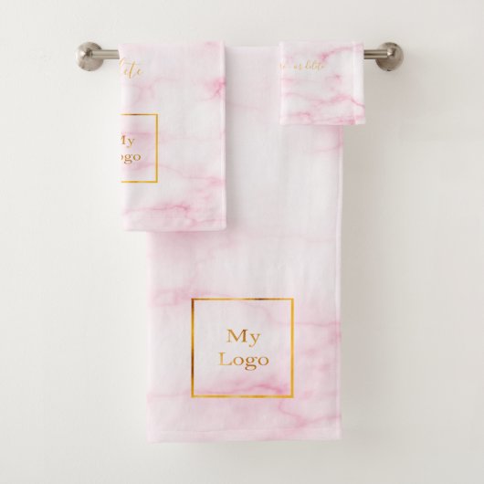 Blush roze gouden logo sms business bad handdoek (Insitu)