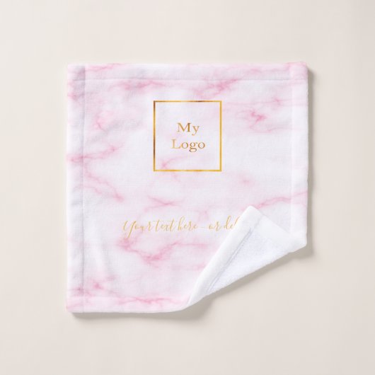 Blush roze gouden logo sms business bad handdoek (Wasdoekje)