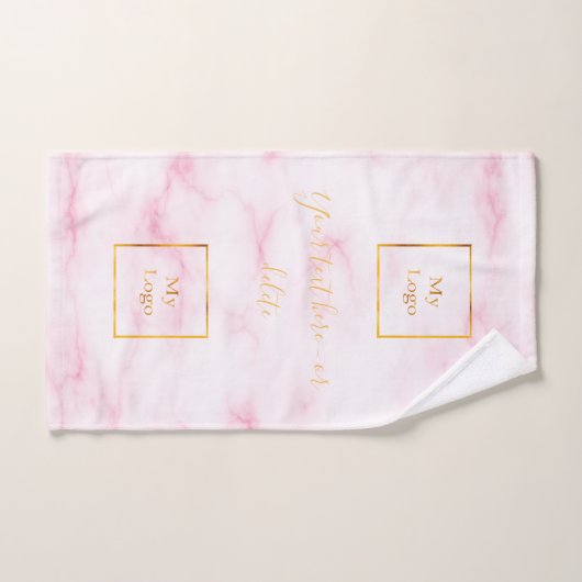 Blush roze gouden logo sms business bad handdoek (Handdoek)