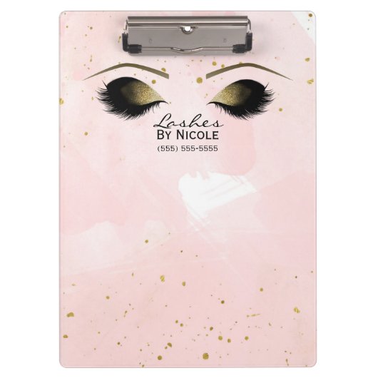 Blush Roze & Gouden Make-up Ogen Wimpers Gepersona Klembord (Voorkant)