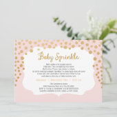 Blush roze gouden meisje baby sprinkle uitnodigen, kaart (Staand voorkant)