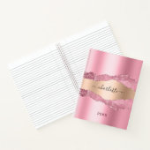 Blush roze gouden metaal met marmernaam notitieboek (Binnen)