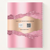Blush roze gouden metaal met marmernaam notitieboek (Achterkant)