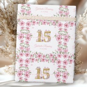 Blush Roze Gouden Mis Quince Quinceañera  Cadeaupapier