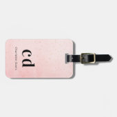 Blush roze gouden monogram naam elegante initialen bagagelabel (Voorkant horizontaal)
