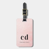 Blush roze gouden monogram naam elegante initialen bagagelabel (Voorkant verticaal)